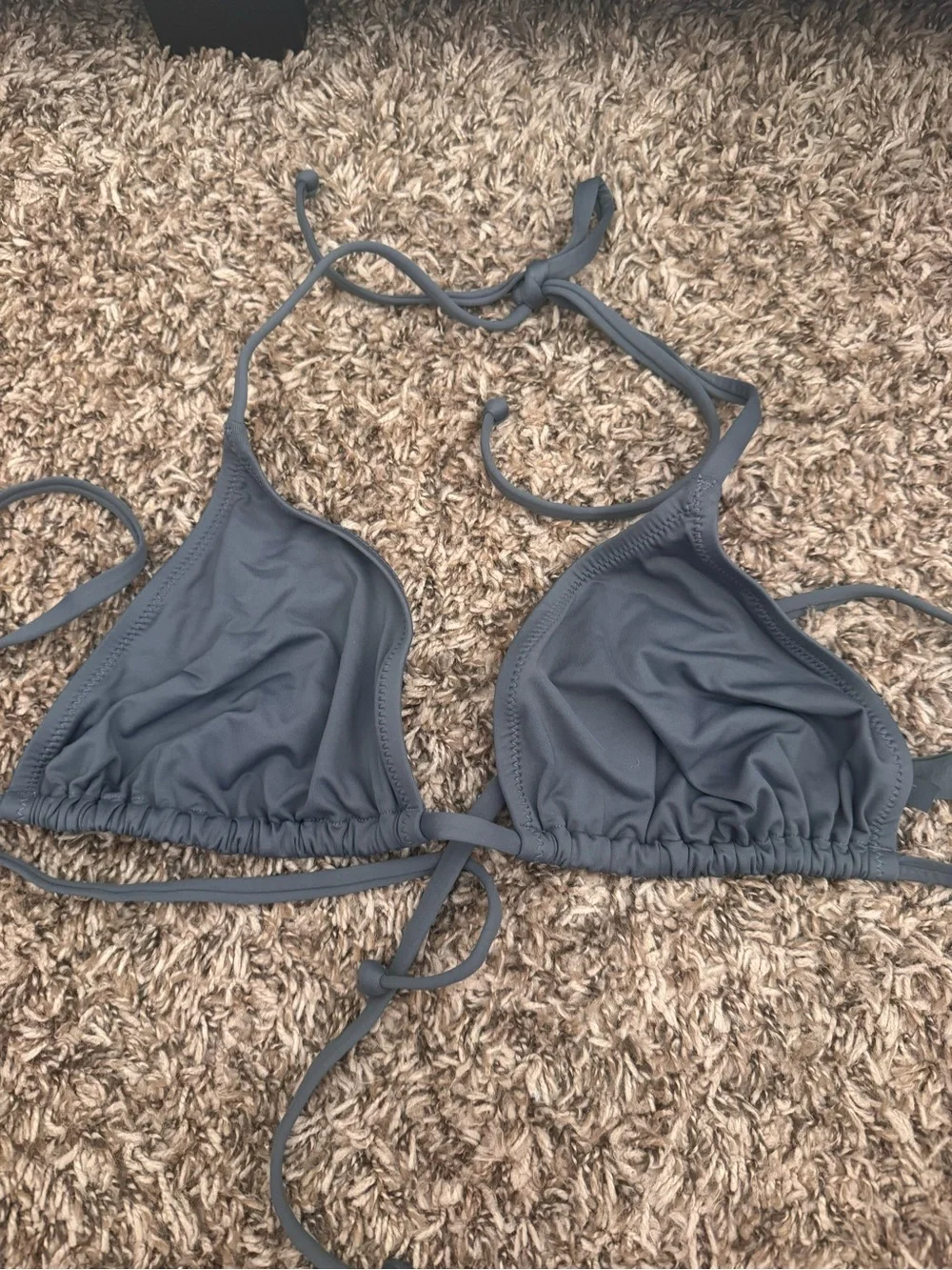 SKIMS Solid Charcoal Triangle Halter Bikini Top